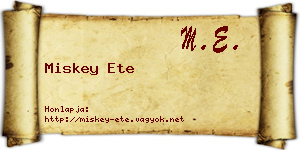 Miskey Ete névjegykártya